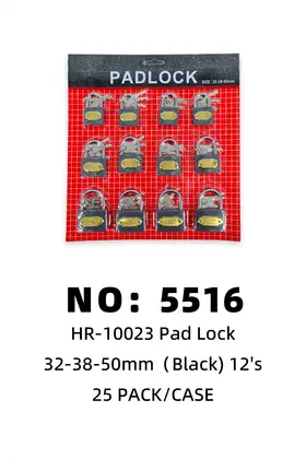 NO：5516 12’s挂锁黑32-38-50mm 25PACK/CASE