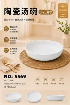 NO：5569 8.25寸直口碗 陶瓷碗 30PCS/CASE