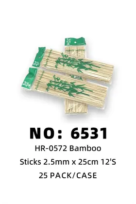 NO：6531 烧烤竹签2.5mmx25cm 25PCK/CASE