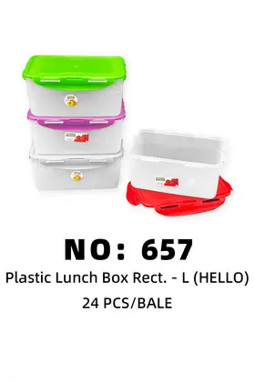 NO：657 HELLO 塑料饭盒 24PCS/BALE