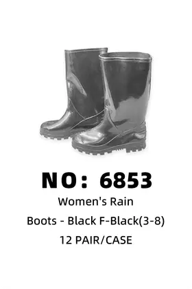 NO：6853 女黑色雨鞋 12PAIR/CASE