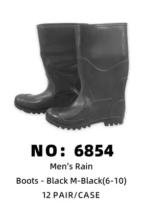 NO：6854 M-black 男黑色雨鞋 (6-10) 12PAIR/CASE