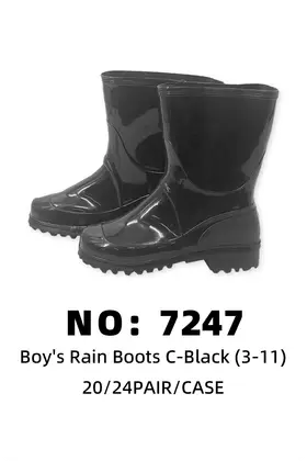 NO：7247 中童黑色雨鞋(3-11) 20/24PAIR/CASE