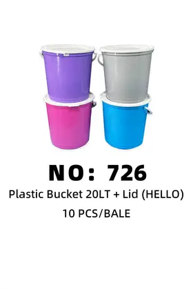 NO：726 HELLO 20LT彩色水桶 10PCS/BALE