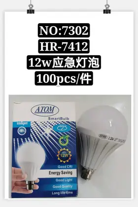 NO：7302 应急灯泡12W 100PCS/CASE