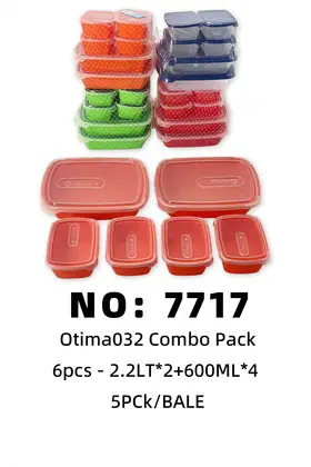 NO：7717 Otima塑料饭盒组合12pcs 5PCK/BALE